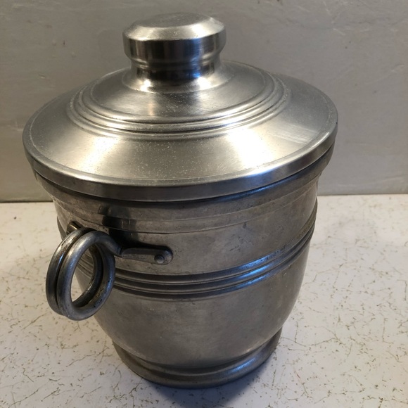 6711 Vtg Mid Century NASCO Metal Ice Bucket w/ Lid Made in Italy Aluminum